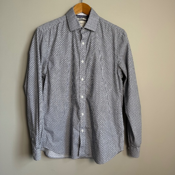 Con.Struct Men's Geometric Long Sleeve Button Up‎ Casual Shirt 15.5 Flip Cuffs - Picture 1 of 16